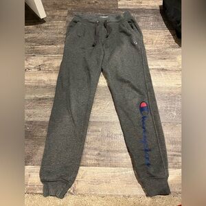 Gray champion sweats with drawstring. soft and comfortable